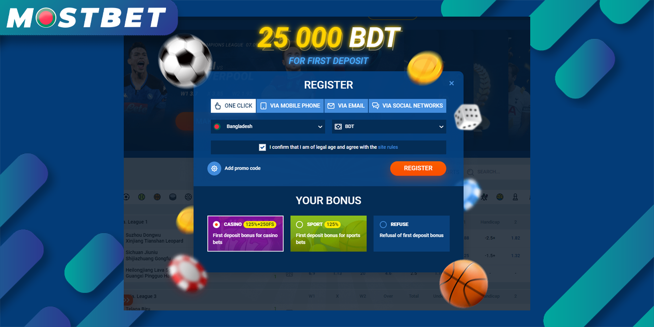 New users from Bangladesh can find various registration options at Mostbet.