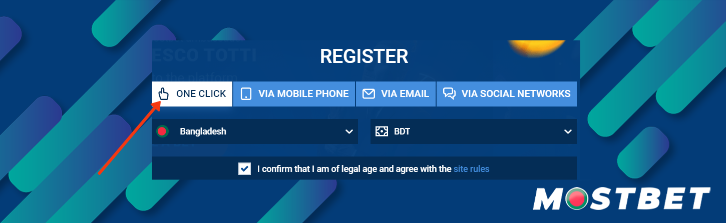 The easiest way to set up your Mostbet account is to use the one-click registration feature.